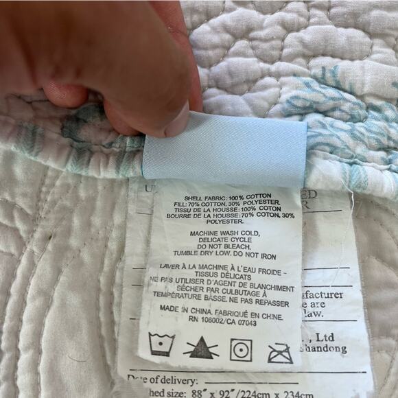 SIGRID OLSEN HOME Bedspread Quilt "85 x 81.5" Sea Life Quilted Blanket Cotton - Picture 6 of 12